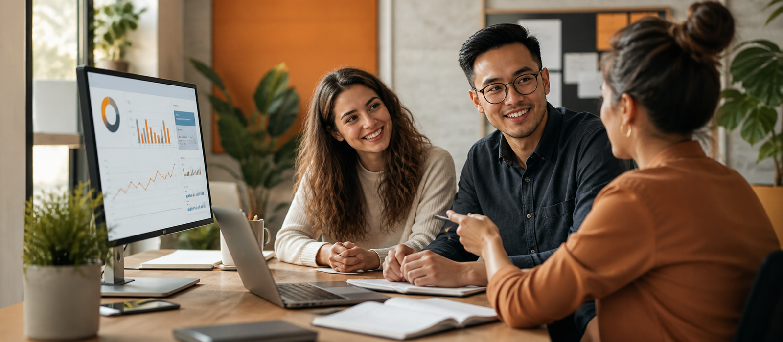 Marketing team collaborating on a growth strategy